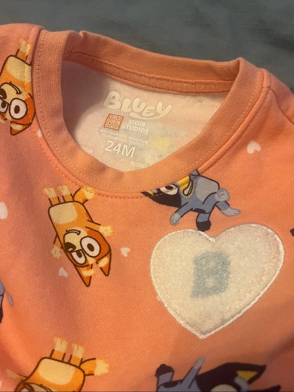 Bluey Kids Coral Character Jogging Set - Long Sleeve Top & Pants, like new